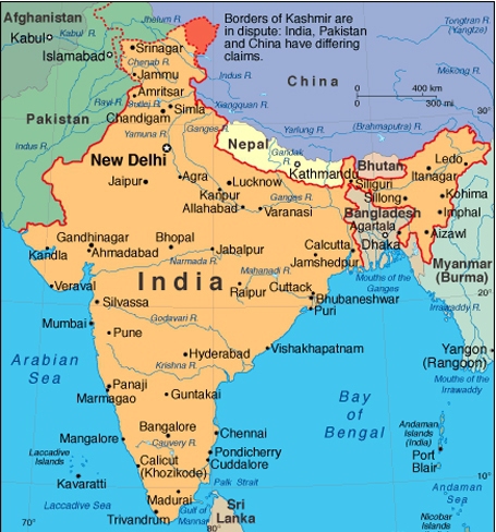 mapa Indie